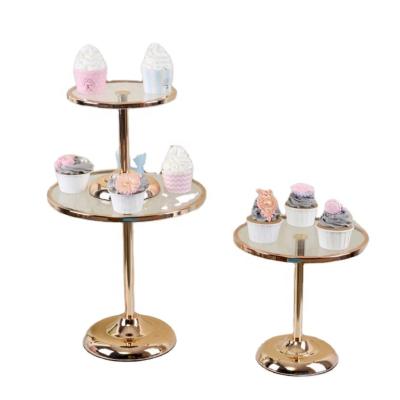 China Viable Wholesale 3 Pcs/1 Set Wedding Supplies Modern Cake Decorating Stand Gold Cake Stand Glass Cake Stand for sale