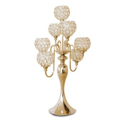 China Silver European Crystal Metal Candelabra For Wedding Decoration 7am European Style Gold Wedding Centerpieces for sale