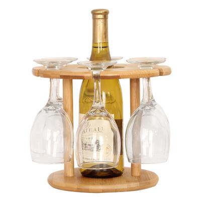 China Simple Convertible Restaurant Home Office Decoration Modern Bamboo Wine Rack Wine Rack And Wine Glass Rack for sale