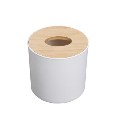 China Wholesale Home Classic Living Room Bedroom Classic Around Roll Storage Box Paper Pull Box Single Bamboo Cover Tissue Box for sale