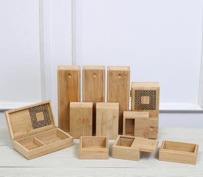 China Custom environmental protection bamboo products wooden box flip pull cover storage box necklace bracelet protection box bamboo for sale