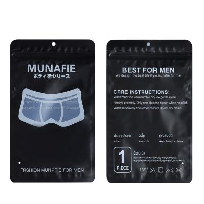 China Product Packaging Black Printing Transparent Window Underwear Packaging Bags Plastic Self Sealing Bags for sale