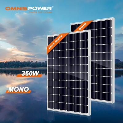 China Industrial price solar panel 360 watt solar panel with mono solar panel 360w solar cell black cover main box waterproof glass frame for sale