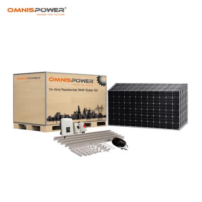 China Residential House On Grid PV Kit 5KW On Grid Residential House Use Complete Kits AC DC Generator Power Inverter Controller 25 Years for sale