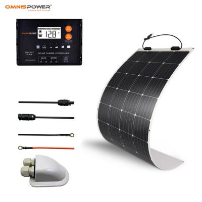 China Outdoor Flexible Flexible Solar Panel 100W 12V Solar Panel Kit With 20A PWM Charge Controller For RV/VAN/MARINE Off Grid Kit for sale