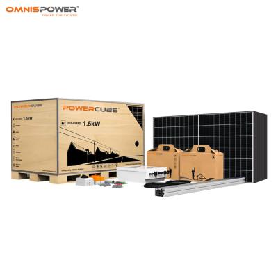 China Home Maker Sells 1.5KW Off Grid Solar Power High Efficiency Full Kit With Inverter For Home Use Lithium Batteries for sale