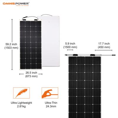 China Flexible Solar Panels 200W 166mmx166mm Solar Panel Hot Sale Thin Film Rollable Solar Panels for sale