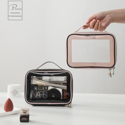 China Waterproof Luxury High Transparent PVC Clear Plastic Cosmetic Bag For Women Girls Evening Pouch Makeup Bag for sale