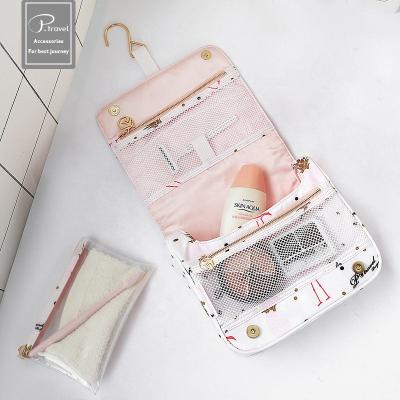 China Washable Women Cosmetic Organizer PT-1816 Makeup Kits For Toiletry Hanging Travel Bag for sale