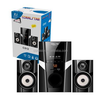 China Plastic LED Display 2.1 Speaker Home Theater Sound Remote Control BT System Speaker for sale