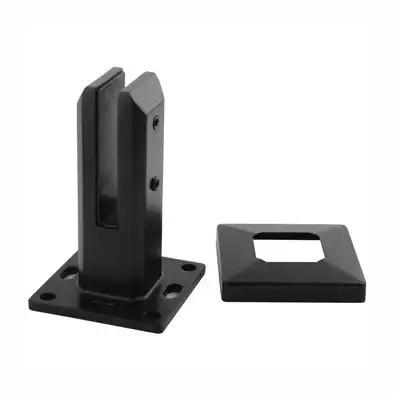 China Precision Investment Casting Matte Black Square Glass Spigot for Stainless Steel Balustrade Glass Railing for sale