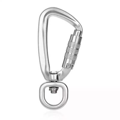 China Aviation Aluminum Self Swivel Rock Climbing Carabiner with Auto Locking 4KN Snap Hook for sale