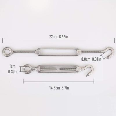 China 304 Stainless Steel Wire Rope Eye and Hook Turnbuckle Heavy Duty Hardware Kit for Tent Mounting for sale