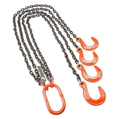 China Load Lifting Chain Sling 4 Legs Black Towing Tie Chains Rigging for Heavy Loads for sale