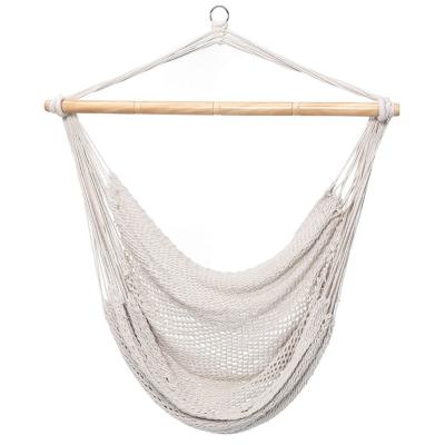 China Outdoor Indoor White Rope Hammock Chair with Stand for sale