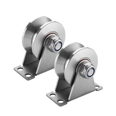 China Wall-Mounted Ceiling Lift Pulley Stainless Steel V-grooved Roller Pulley for sale