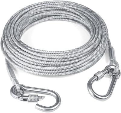 China Double Buckle Steel Cable Dog Leash for sale