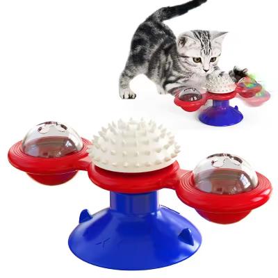 China Cute Spinning Windmill Increase IQ Scratching Interactive Cat Toys Catnip Toys For Cats for sale