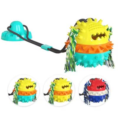 China New Upgrade Dog Chew Play Toy Molar Bite Toys Pet Interactive Rope Suction Cup Ball Toy For Dogs for sale