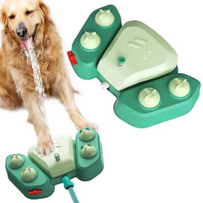 China New Foot Press Dog Automatic Water Dispenser Summer Outdoor Dog Shower Sprayer Bath Tool Interactive Dog Puzzle Toys for sale