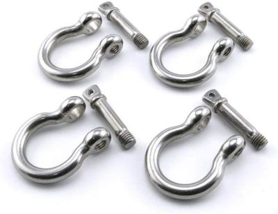 China General Industry Stainless Steel Wire Rope Accessory Shackle Bow Dee Shape with Collar Pin for sale