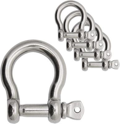 China 304 Stainless Steel Bow Shape Load Shackle for Chains Wirerope Lifting Polished Finish for sale