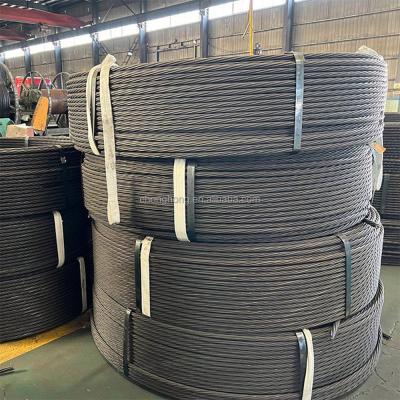 China Non-Alloy 7 Wires Galvanized Steel Strand 12.7mm 15.2mm 15.7mm Steel Wire Rope Cable 1x7 Galvanized Strands for sale