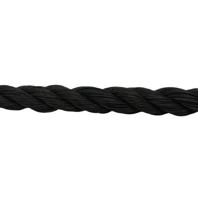 China DIN Standard 24mm 3-Strand Black Polyethylene PE Rope with PE Steel Grade Performance for sale