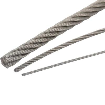 China 300 Series AISI316 Stainless Steel Round Strand Wire Rope 1*7 7*7 1*19 7*19 6*12 6*19 6*37 FC Iwrc Galvanized Wire Rope Elevator Rope for sale