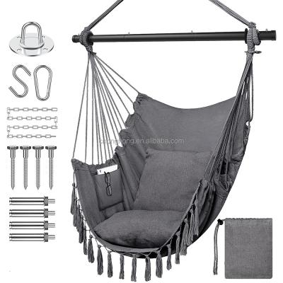 China 100*130cm 320g Polyester-cotton Hanging Rope Swing Hammock With Two Pillows for sale