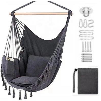 China 100*130cm 320g Polyester-cotton Hanging Rope Swing Hammock With Two Pillows for sale