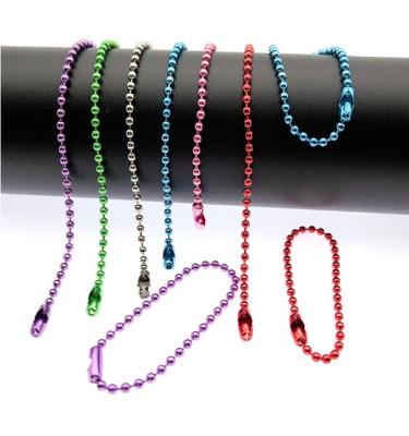 China Colorful 120mm Long Mixed Color Metal Adjustable Antiqued Ball Chain with Bead Connector Clasp Keychain for sale