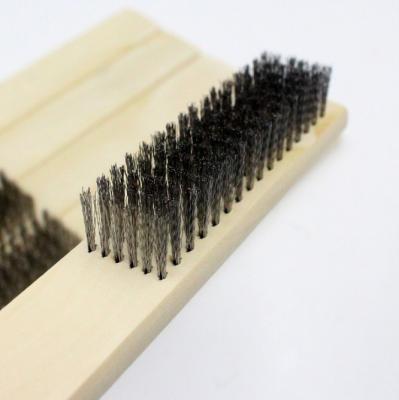 China 15 Mm Stainless Steel Wire Scratch Cleaning Brush With Long Wooden Handle for sale