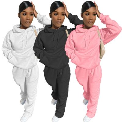 China Wholesale Custom Anti-Wrinkle Hoodies For Women Solid Hoodies With Private Logo 2 Piece Set Jogger Set Hooded Sweatsuit Autumn Street Wear for sale