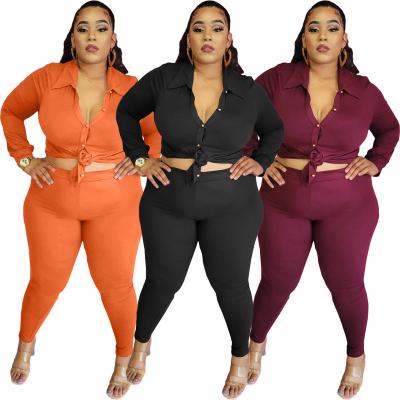 China Anti-wrinkle BN210 plus size women's new solid color shirt pant suit for sale