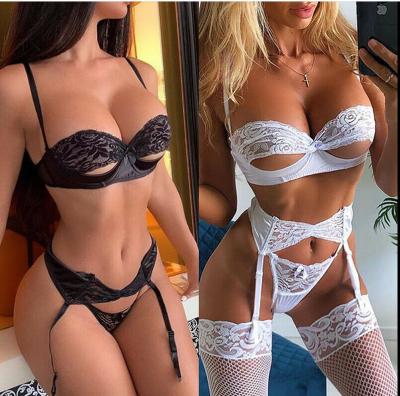 China Polyester Fiber (Polyester) 2021 Women's Sexy Nightgown Underwear Lingerie Panties Set Lace Bra Pantyhose Underwear for sale