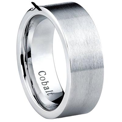 China CLASSIC 8mm Cobalt Chrome Men's Flat Brushed Wedding Band Engagement Ring for sale