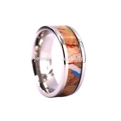 China 2021 Fashion Casual/Sports Jewelry Titanium Ring With Cork Wood, Custom Made Cork Titanium Ring Cork Wood Men Ring for sale