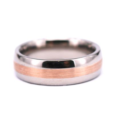 China FASHIONABLE Titanium and Pure 18k Rose Gold Main Material Titanium Rose Gold Center Line Wedding Band Ring for sale