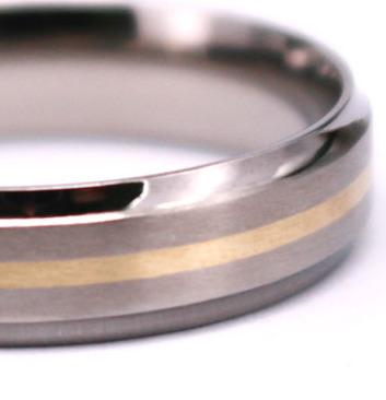 China Vintage titanium ring with a fine line of 18k gold, a gold and an original gold filled titanium wedding band ring for sale