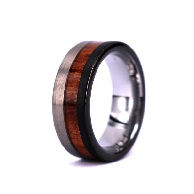 China Casual/sporty tungsten wood ring for man, tungsten carbide wood ring, tungsten wood wedding band for sale