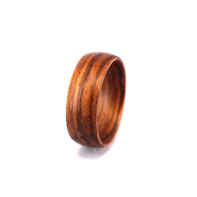 China Fashion Solid Zebra Wood Wooden Casual / Sporting Jewelry Domed Ring For Men for sale