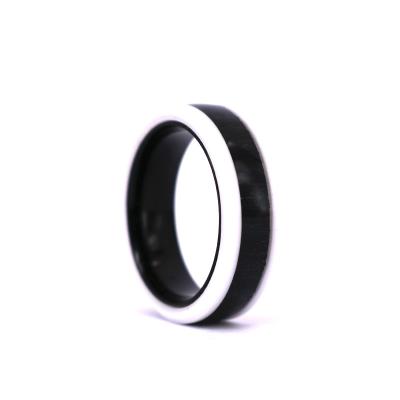 China New design casual/sporty fashion black anodized aluminum sleeve white ceramic ring with ebony, stylish men ring for sale