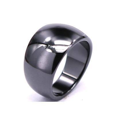 China Black Ceramic Vintage Men's Vintage Biker Wedding Band Rings, Soft Edge Around Ceramic Seal Ring for sale