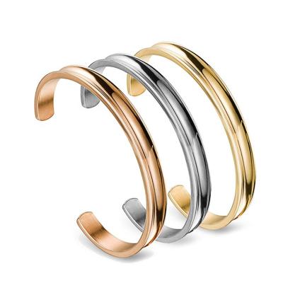 China CLASSIC Chosen Your Own Color Gold Plating Stainless Steel Concave Cuff Bracelet for sale