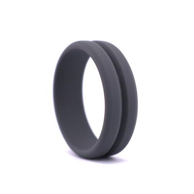 China Gray Color Silicone Rings Casual/Sporting, Men's Silicone Ring Wedding Band for sale