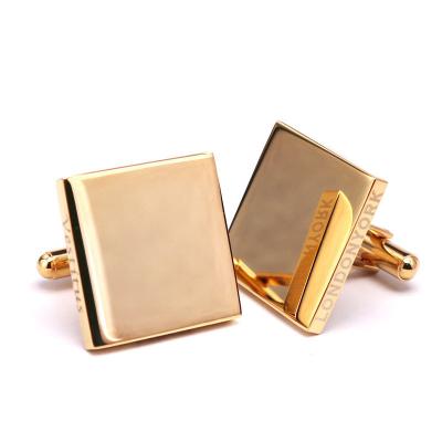 China Stainless Steel IP Gold Plated Classic Square White Stainless Steel Cufflinks for sale