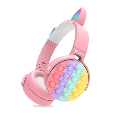 China Genuine Cat Ear Silicone Headphone Simple Perfect Cute Rainbow Noise Headphone Stereo Bubble Wireless Press Relax Toys Earphones for sale