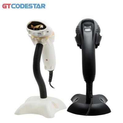 China Hot Selling Automatic Barcode Reader Wired 1D Scanning Laser Barcode Scanner with A4 Holder for sale