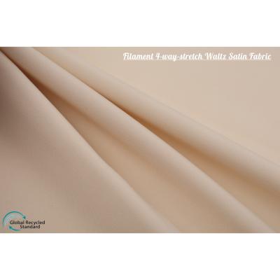 China 200gsm sustainable woven filament 4 way-stretch waltz satin fabric for dress for sale